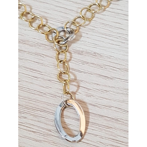 185 - .585 (14K) Gold (Yellow and White Gold) 100p Link Ladies Necklace (9-grams), (44cm - Length)