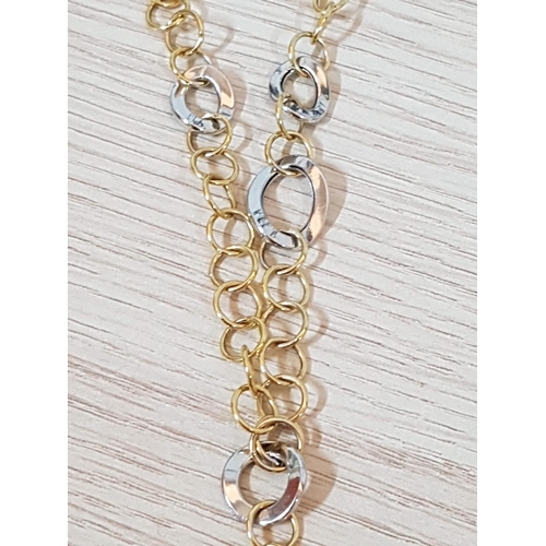 185 - .585 (14K) Gold (Yellow and White Gold) 100p Link Ladies Necklace (9-grams), (44cm - Length)