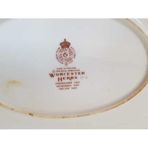 131 - 2 x Large Porcelain Serving Plates; Oval Royal Worcester - Worcester Herbs (32.5 x 28cm) and 