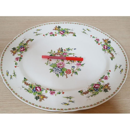 131 - 2 x Large Porcelain Serving Plates; Oval Royal Worcester - Worcester Herbs (32.5 x 28cm) and 