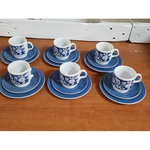 349 - Retro Coffee / Tea Set; Staffordshire Potteries (Made in England) 6 x Cups (1 x Handle Broken) 6 x S... 