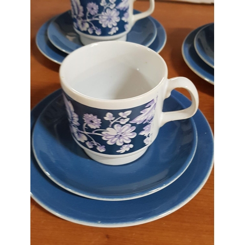 349 - Retro Coffee / Tea Set; Staffordshire Potteries (Made in England) 6 x Cups (1 x Handle Broken) 6 x S... 