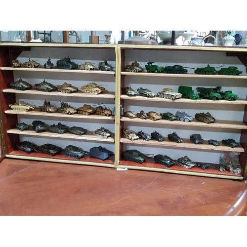 133 - Display Cabinet (Approx. 101 x 12 x 50cm) Complete with Large Collection of Model Military Tanks & V... 