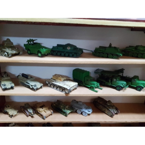 133 - Display Cabinet (Approx. 101 x 12 x 50cm) Complete with Large Collection of Model Military Tanks & V... 