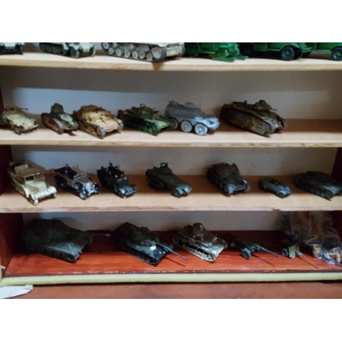 133 - Display Cabinet (Approx. 101 x 12 x 50cm) Complete with Large Collection of Model Military Tanks & V... 