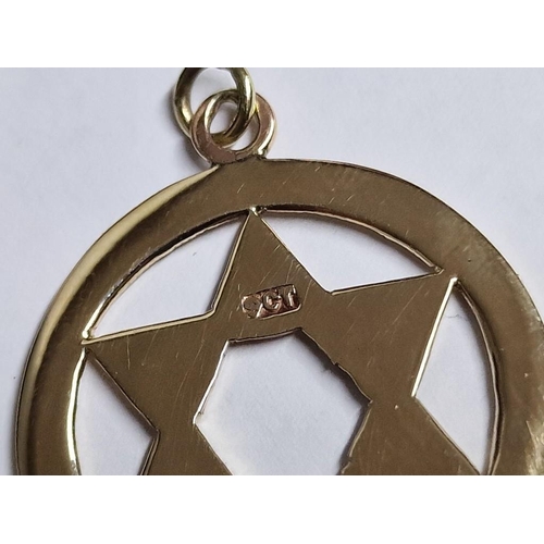 141 - 9ct Gold Star of David Round Pendant, (Approx. 3.5g, Ø: 27mm)