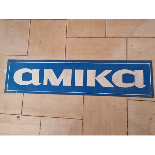 596 - Vintage Metal Advertising Sign for 'Amika', (Approx. 71 x 17cm)