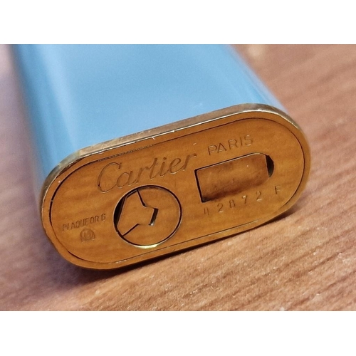 597 - Vintage Cartier PARIS Grey & Gold Plated Gas Lighter, Together with Cartier Gas Refill Tank in Origi... 