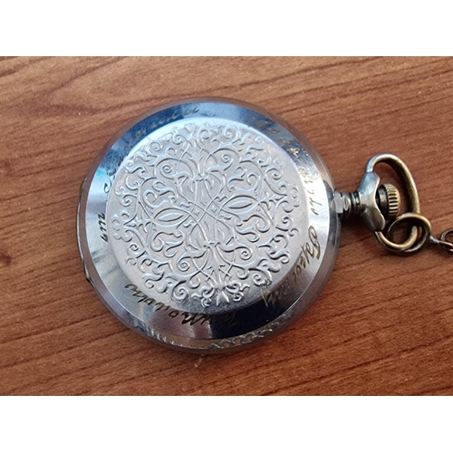 678 - Vintage Russian Full Hunter Pocket Watch, in Decorative White Metal Case, Manual Wind and Running Wh... 