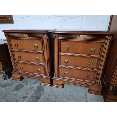 128B - Pair of Classical Style 3-Drawer Bedside Units, (Approx. 55 x 37 x 65cm each), (2)