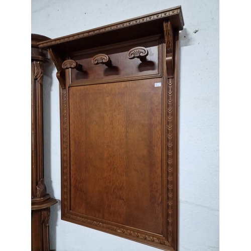 128D - Classical Style Wall Mounted Coat Hooks with Carved Surround and Shelf Over, (Approx. 90 x 133cm)