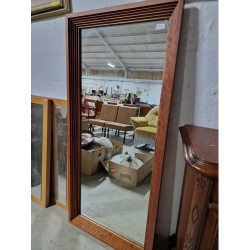 146D - Rectangular Wall Mirror with Thick 'Stepped' Solid Wood Surround, (Approx. 65 x 140cm)