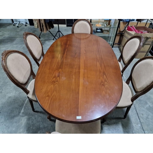 203A - Classical Style Oval Shape Dining Table with Cabriole Legs, (Approx. 180 x 105cm), Together with Set... 