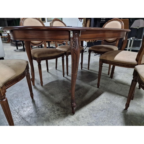 203A - Classical Style Oval Shape Dining Table with Cabriole Legs, (Approx. 180 x 105cm), Together with Set... 