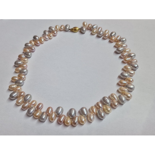 81 - 'JKa' (Kohle & Co) Freshwater Cultured Tri-Colour Potato Pearl Necklace, Also Known as 'Rice Crispy'... 