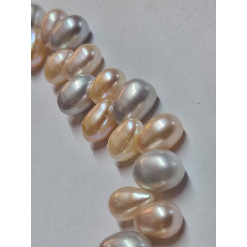 81 - 'JKa' (Kohle & Co) Freshwater Cultured Tri-Colour Potato Pearl Necklace, Also Known as 'Rice Crispy'... 