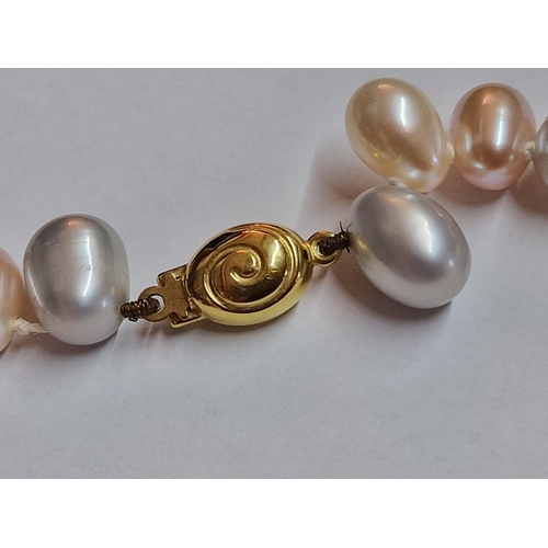 81 - 'JKa' (Kohle & Co) Freshwater Cultured Tri-Colour Potato Pearl Necklace, Also Known as 'Rice Crispy'... 