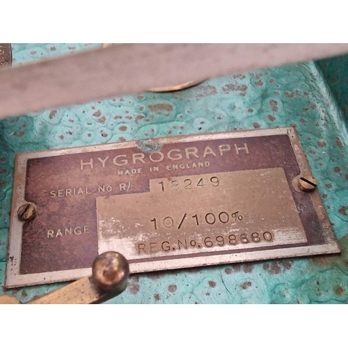 579f - Vintage Hygrograph by 'Negretti & Zambra' (London), Range 10/100%, with Drum in Cast Metal & Glass C... 