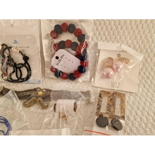 5 - Large Collection of Costume Jewellery, Unused in Packets; Rings, Earrings, Bracelets, Pendants, Tie ... 