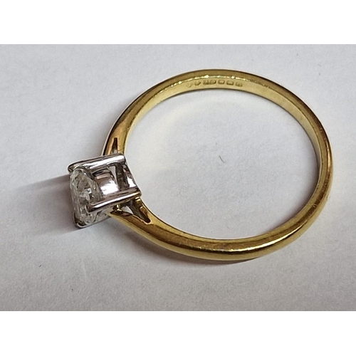 95 - 18ct Gold and Pear Cut Diamond Solitaire Ring, (Approx. Size: M, 2.2g)