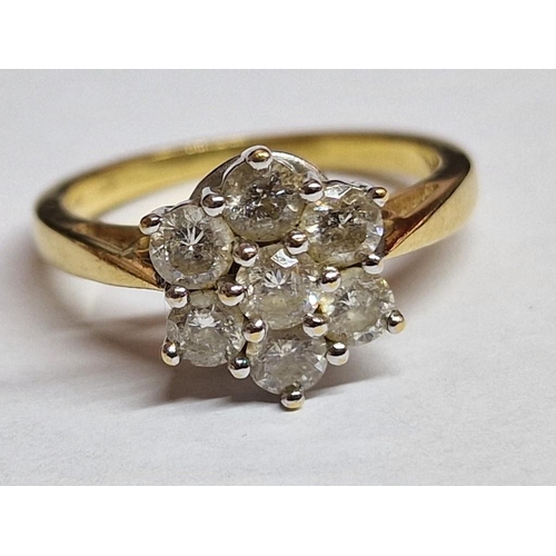 96 - 18ct Gold and Diamond Cluster Ring, (Approx. Size: M, 4.4g)