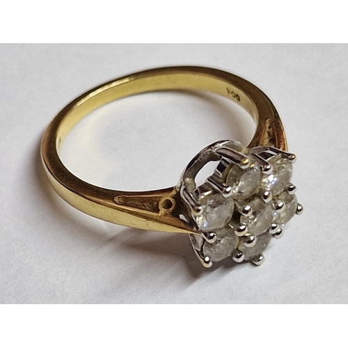 96 - 18ct Gold and Diamond Cluster Ring, (Approx. Size: M, 4.4g)