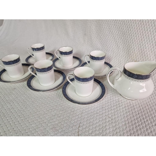 68 - Set of 6 x Royal Doulton Fine Bone China Coffee Cups and Saucers, in the 'Sherbrooke' Pattern, Toget... 