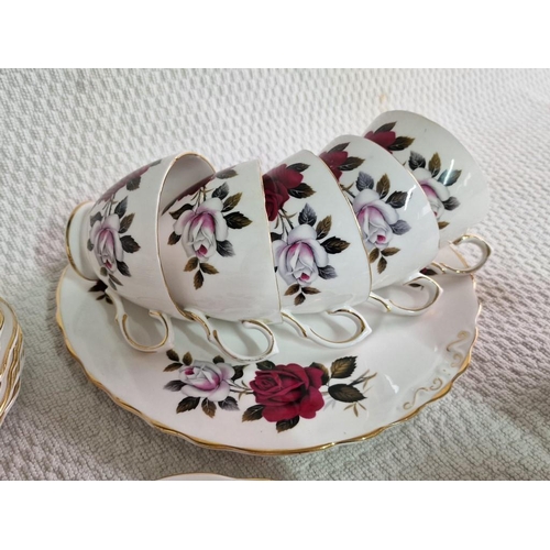 69 - Pretty Vintage Colclough Bone China Tea Set in Floral Pattern, with 6 x Trios (Cup, Saucer & Side Pl... 