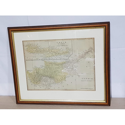 64 - Map of Antique / Vintage Cyprus / Crete Framed, Published by 