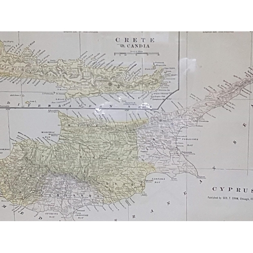 64 - Map of Antique / Vintage Cyprus / Crete Framed, Published by 