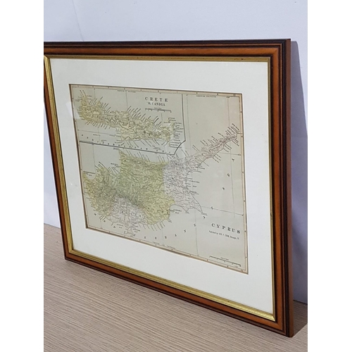 64 - Map of Antique / Vintage Cyprus / Crete Framed, Published by 