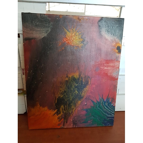 63 - Two Abstract Oil on Canvas by Unknown Artists (50 x 60 & 46 x 61cm)