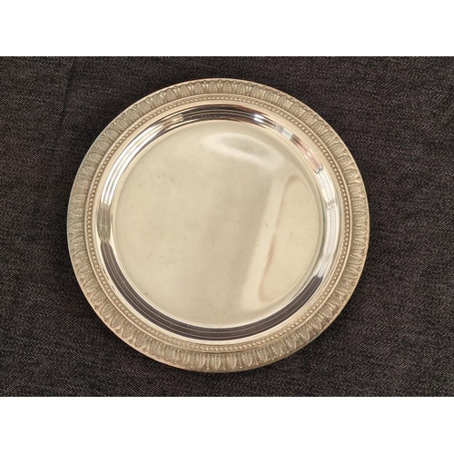 128C - Christofle (France) Silver Plated Dish with Decorative Edge / Border, (Approx. 108g, Ø: 10.5cm)