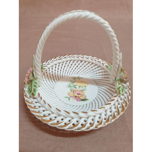 839 - Vintage Collection of Porcelain Woven / Rope Basket, Bell and Vase