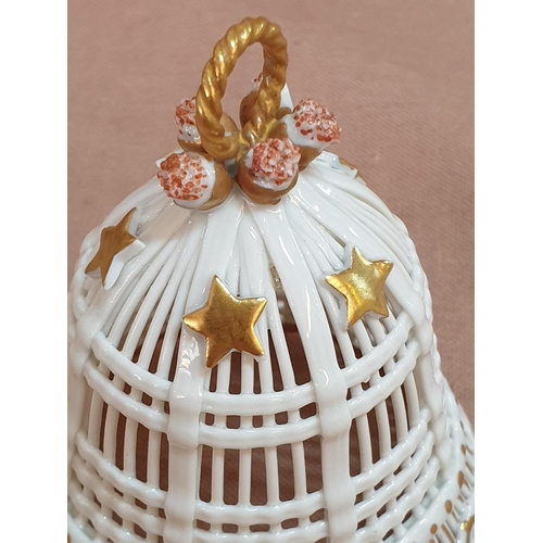 839 - Vintage Collection of Porcelain Woven / Rope Basket, Bell and Vase