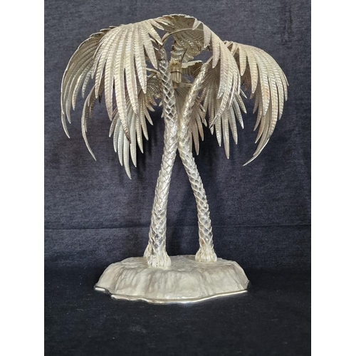 109 - Impressive Silver Plated Table Centrepiece on the Form of Three Palm Trees, (Approx. H: 29cm)