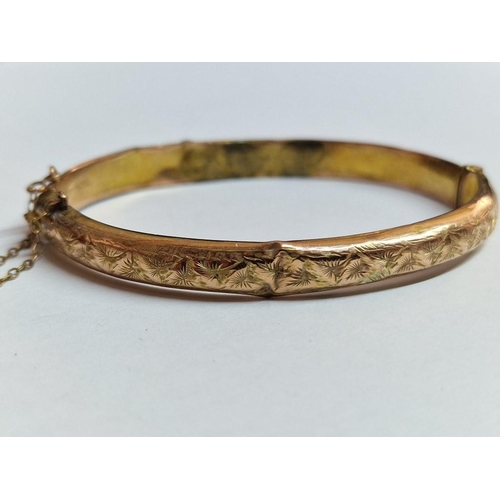 117 - Vintage 9ct Gold Bangle Bracelet (Approx. 5.7g, 5.5 x 4.5cm Internal Overall, (A/F), Together with G... 