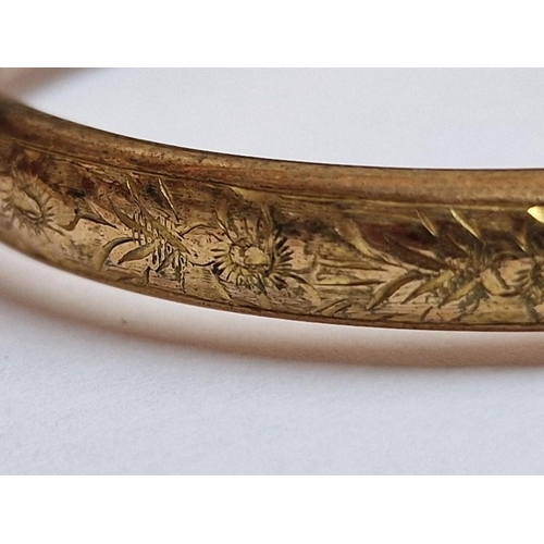 117 - Vintage 9ct Gold Bangle Bracelet (Approx. 5.7g, 5.5 x 4.5cm Internal Overall, (A/F), Together with G... 