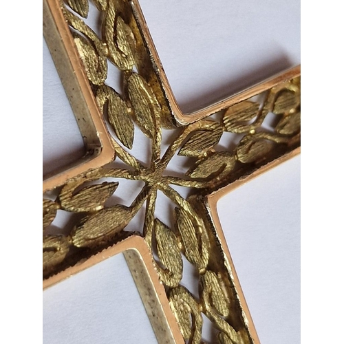 84 - Decorative 9ct Gold Cross Pendant (Approx. 6.9g, H: 5.5cm), on Gold Plated Necklace, (Approx. L: 62c... 