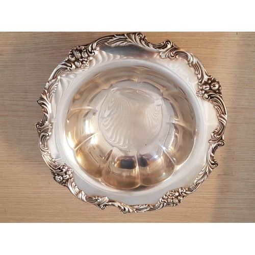 421g - Vintage Style Silver Plated Ornate Round Pedestal Bowl (Ø29.5 x H:11cm)
