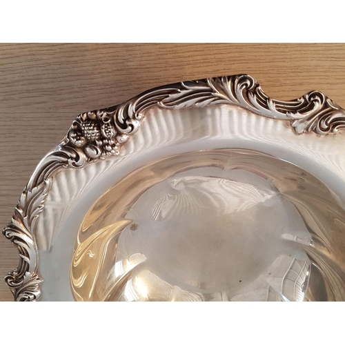 421g - Vintage Style Silver Plated Ornate Round Pedestal Bowl (Ø29.5 x H:11cm)