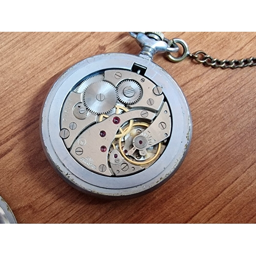 604 - Vintage Russian Full Hunter Pocket Watch, in Decorative White Metal Case, Manual Wind and Running Wh... 