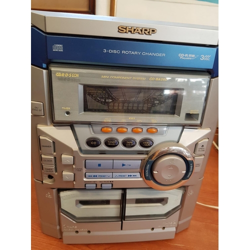 625 - Sharp CD-BA 250 Radio, CD, Cassette Player with 2 x Matching Speaker (A/F)