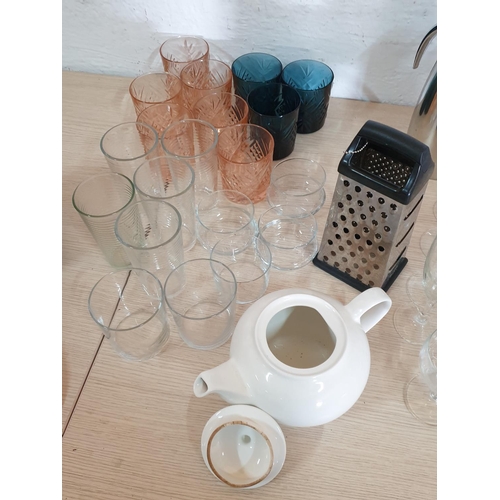 589 - Large Box of Assorted Kitchen Items inc; Various Glasses, Mugs, Quantity of Assorted  Cutlery and Ot... 