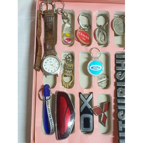 534 - Assorted Collection inc; Key Rings, Watch, Car Logos and Other