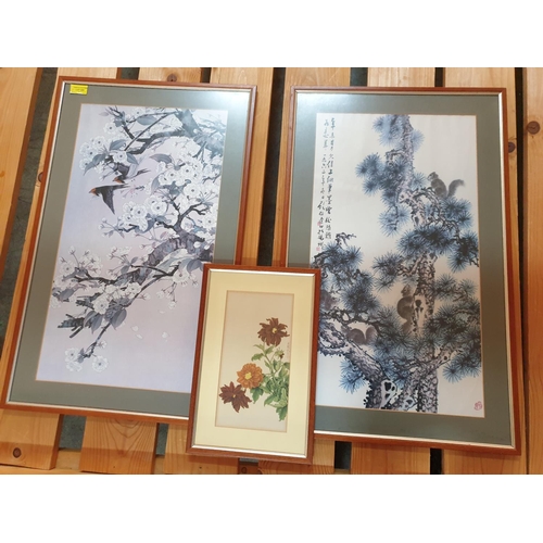 524 - Chinese Fine Art - 3 x Prints in Frames; 2 x Traditional Chinese Landscapes (72 x 45cm each) and 