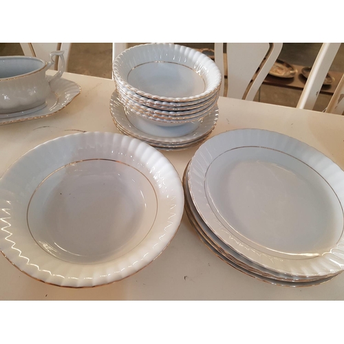 183 - Various Brands White Porcelain Dinner Service Items with Gold Rim; Soup Tureen, 6 x Mugs, 6 x Napkin... 