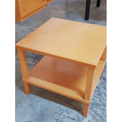 227 - Small Square Light Colour Side Table (51 x 51 x 45cm)