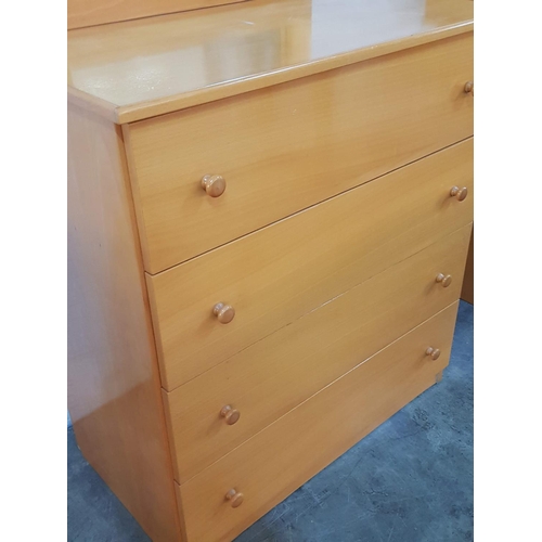 231 - Chest of 4 - Drawers with Mirror Classic 90's MDF Furniture (82 - 174cm x 45.5cm x 82cm)