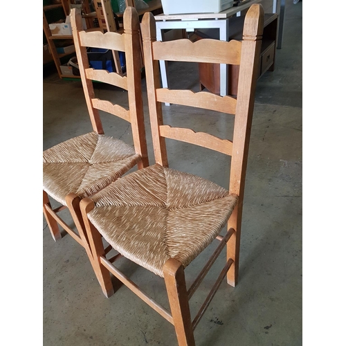 297 - Pair of Traditional Cypriot  Wooden / Straw Chairs (Good Condition)